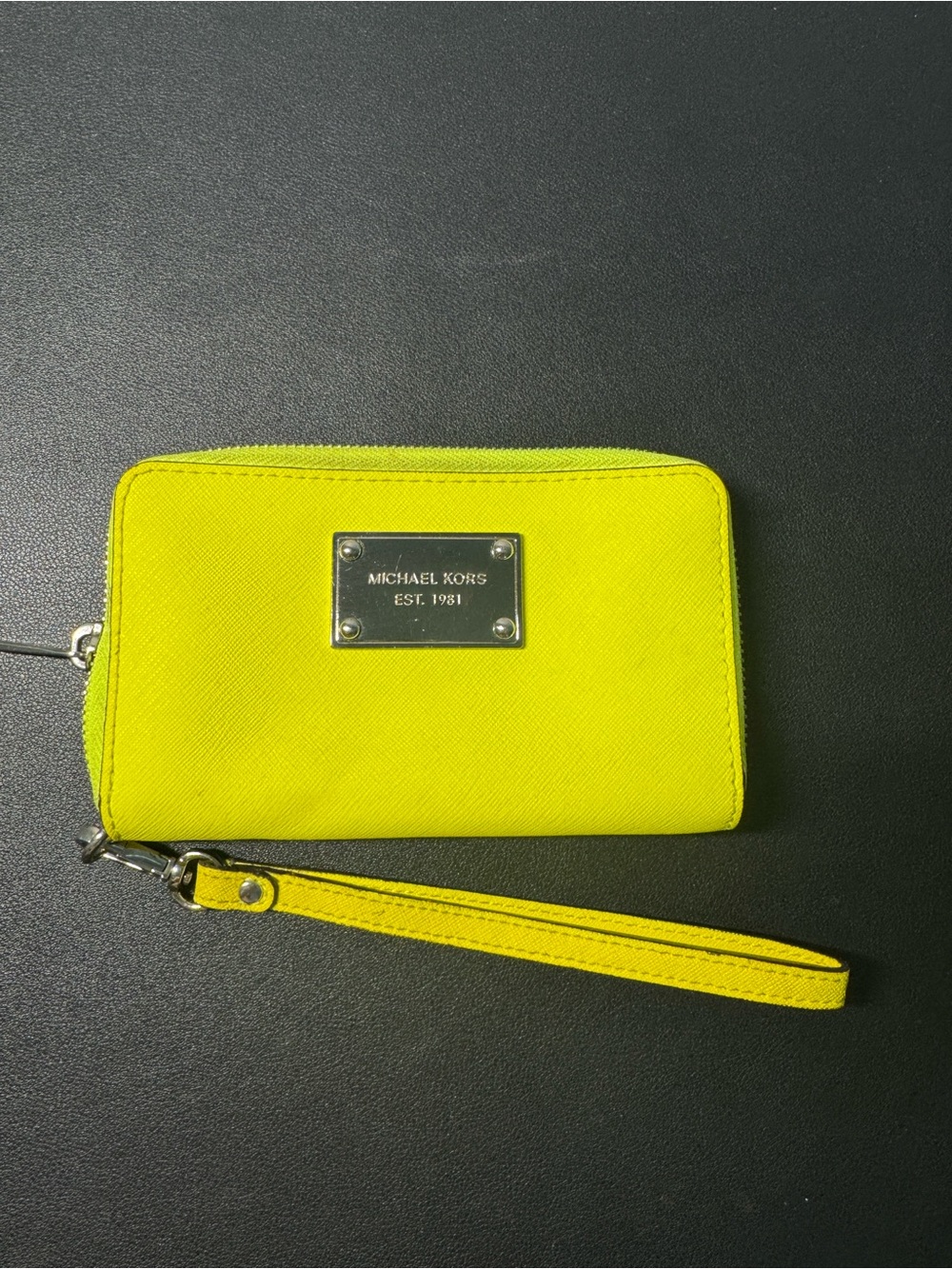 Michael Kors Bright Yellow Zip-Around Wristlet Card Holder